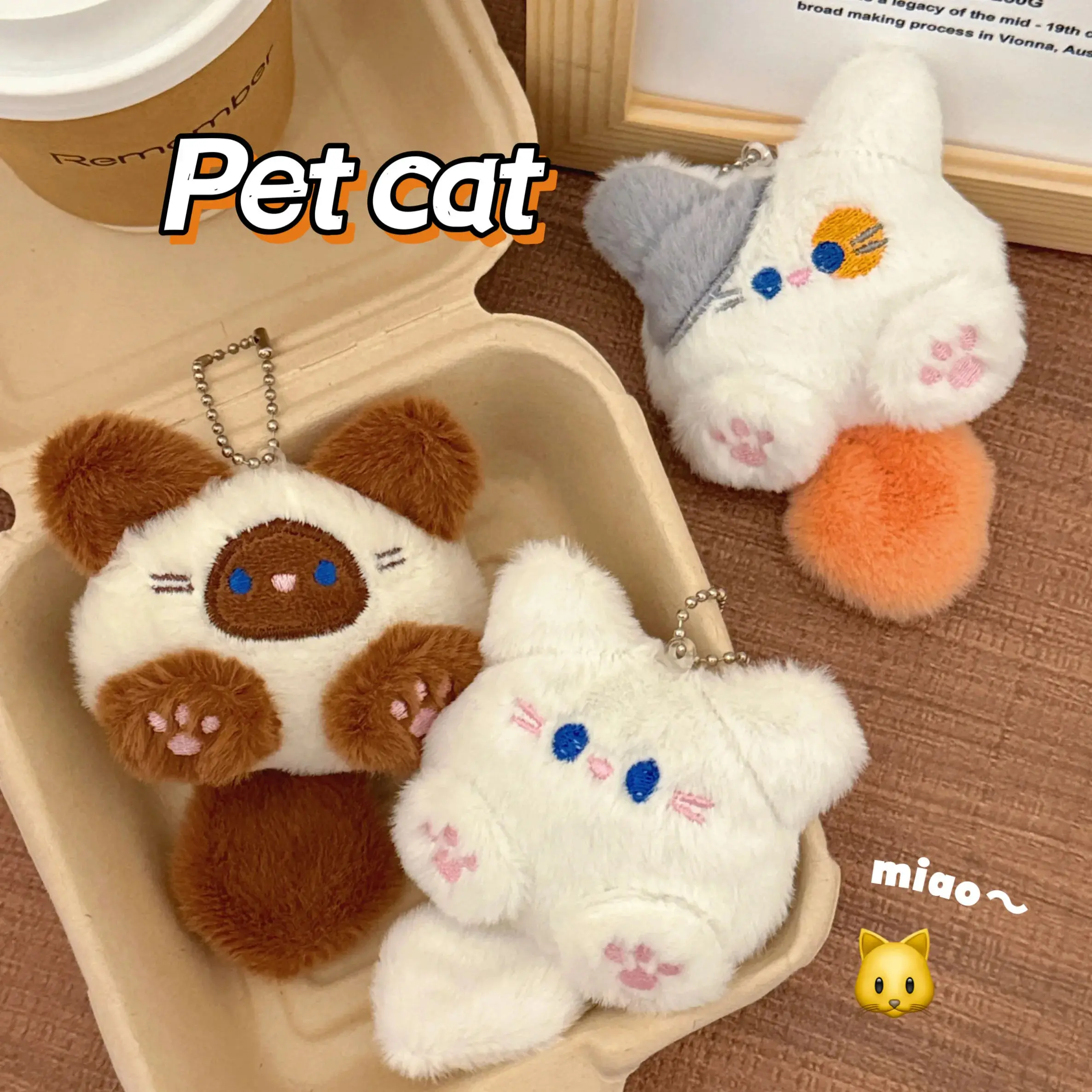 1-20PCS Cute Plush Cat Doll Pendant Girl Backpack Doll Pendant Couple Bag Keychain Decorative Gift Panda Car Keychain