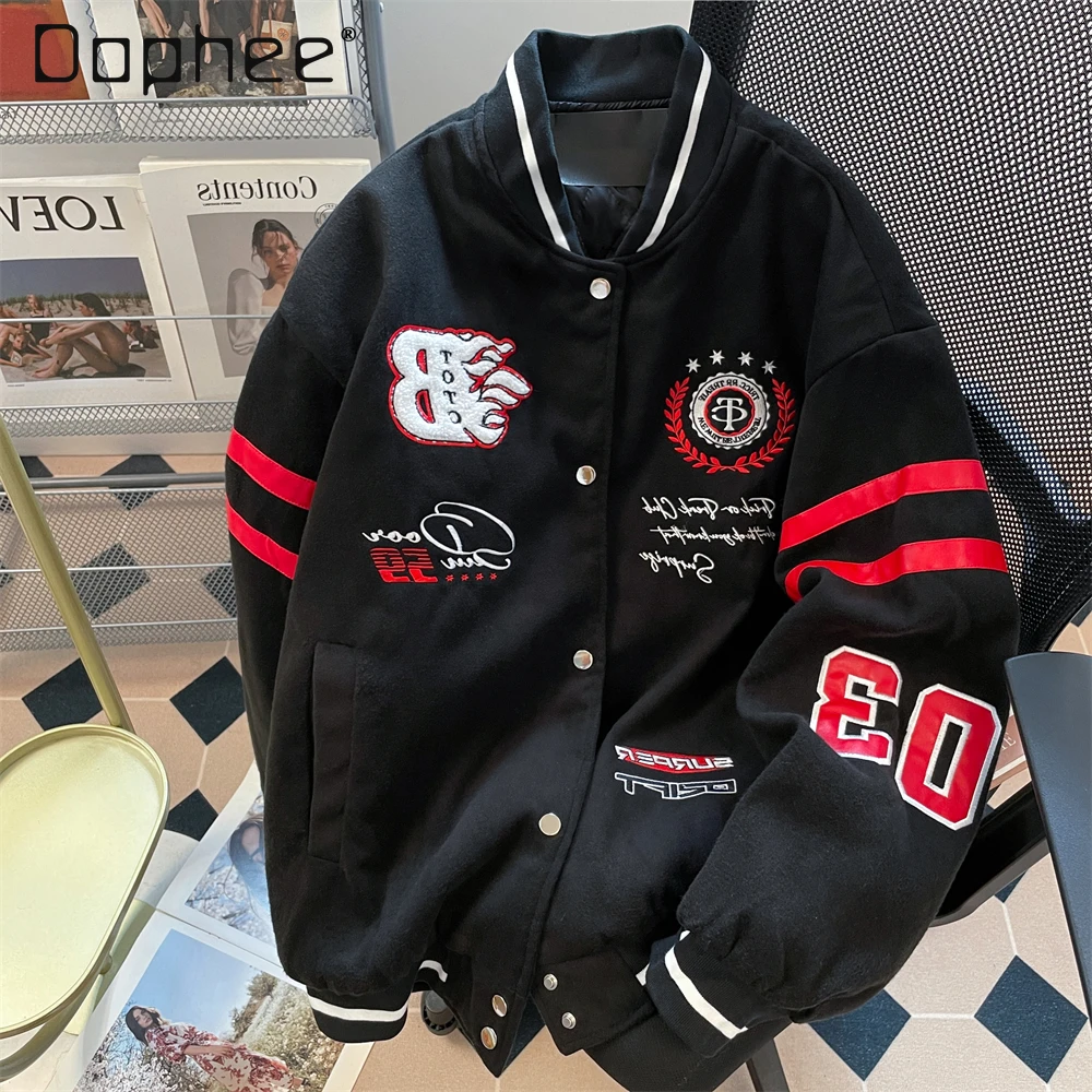 

Baseball Uniform Women Autumn and Winter 2025 Embroidered Letters Contrast Color Jacket Loose American Retro Youth Jacket