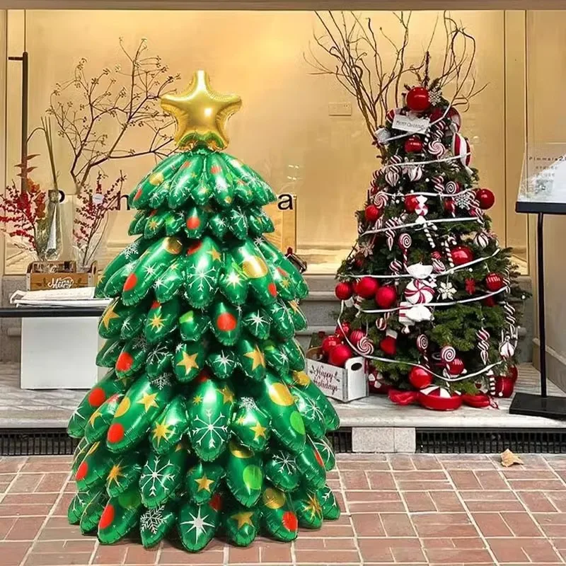 Large Christmas Tree Balloon Inflatable Stacking 3D Column Christmas Tree Christmas Atmosphere Decoration Balloon