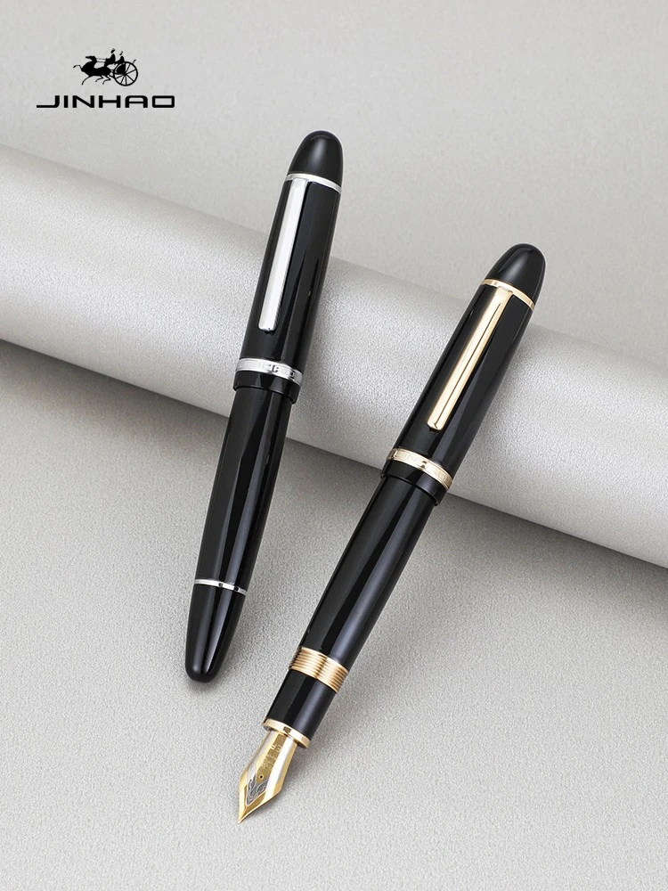 JINHAO X169 Fountain Pen Gold Clip Pen Elegant Black M/F/EF Nib Writing Ink Pen Pk X159 9019 Majohn P136 School Supplies