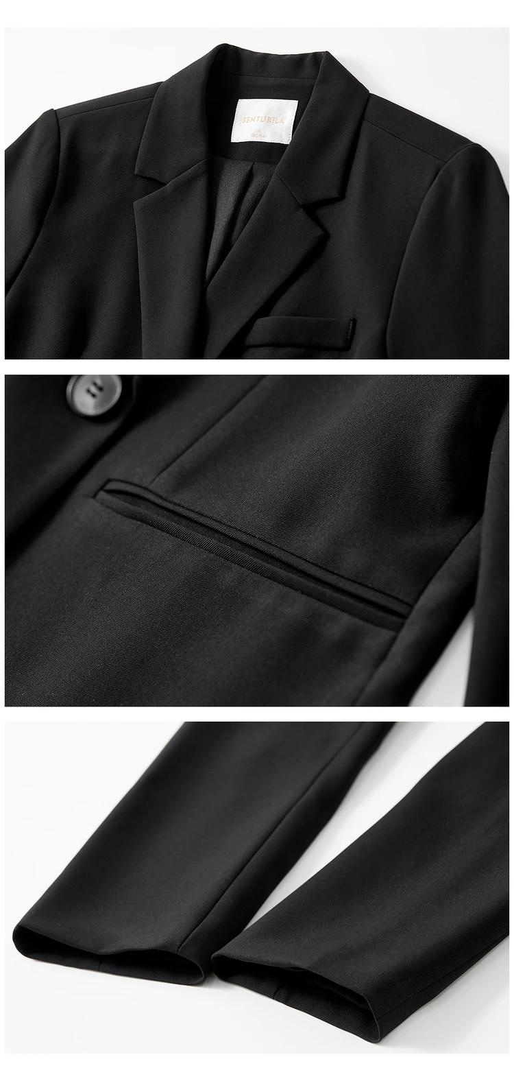 SENTUBILA Maßgeschneiderter Mantel für Damen, Herbst 2026, zweireihiger Blazer mit Revers, Designer-Klassiker, elegante Oberteile 153XC8812X – Detail 28