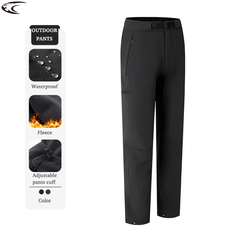 

LNGXO Unisex Fleece Pants Hiking Mountaineering Skiing Elastic Trousers Men Women Warmth Waterproof Cargo Pants For Winter