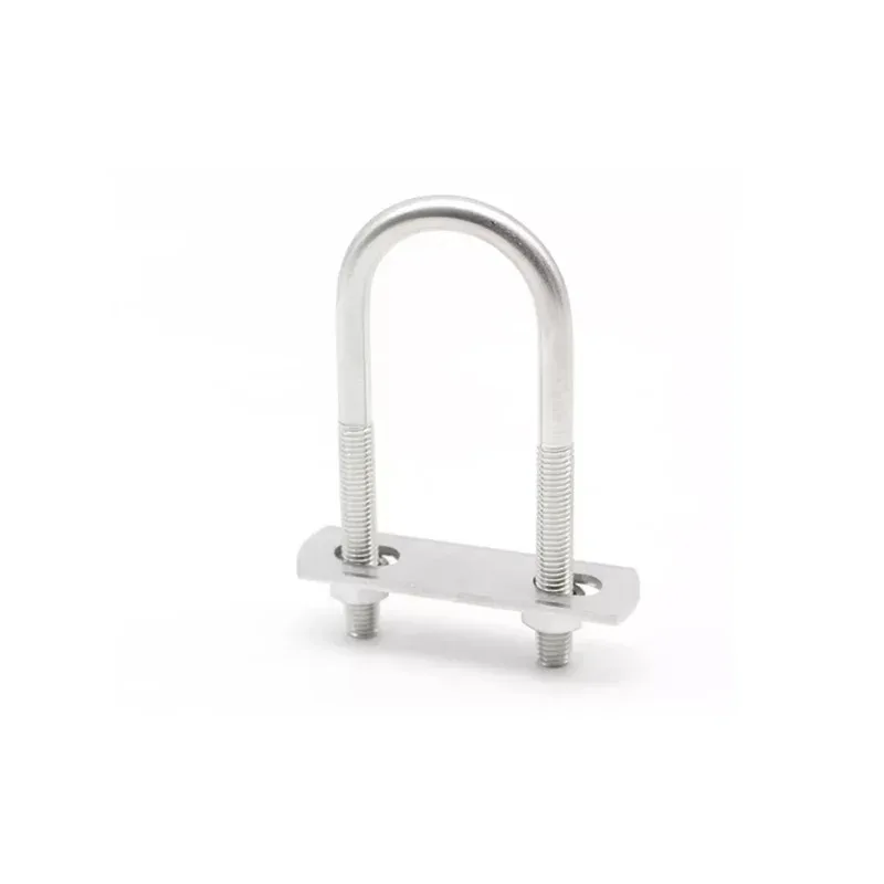 

304 Stainless Extended U Bolt with Anti Slip Baffle and Nut Specifically Designed for Square Pipe Clamping M6 M8 M10