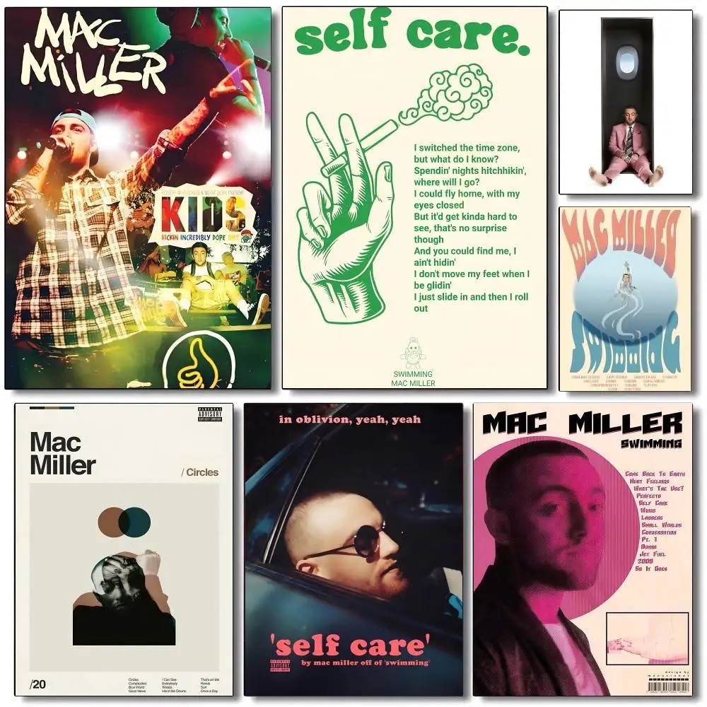 Singer M-Mac Miller   Poster Self-adhesive Art Waterproof Paper Sticker Coffee House Bar Room Wall Decor
