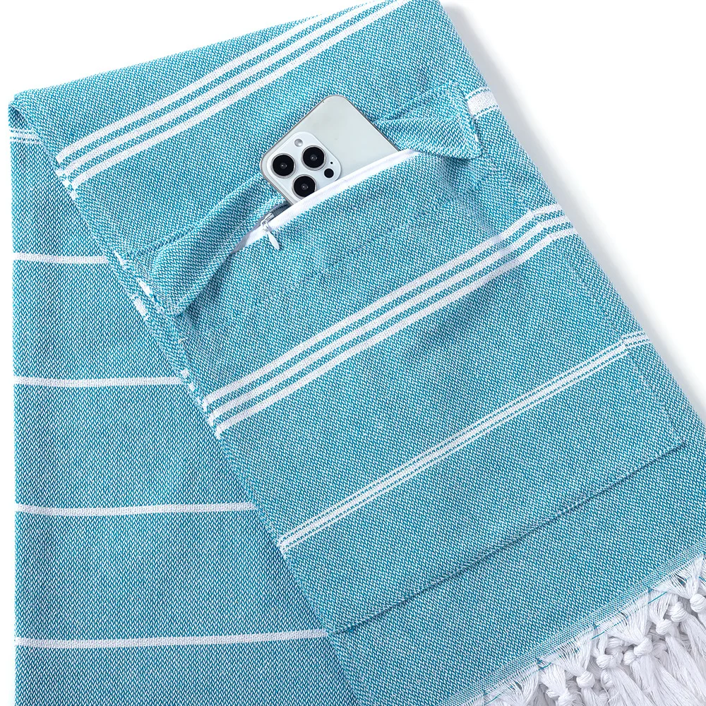 1/4PCS Large Bath Towel Cotton Turkish Zipper Pocket Towel Oversized Tassel Beach Towel Shawl Scarf Sang Travel Blanket 100X180