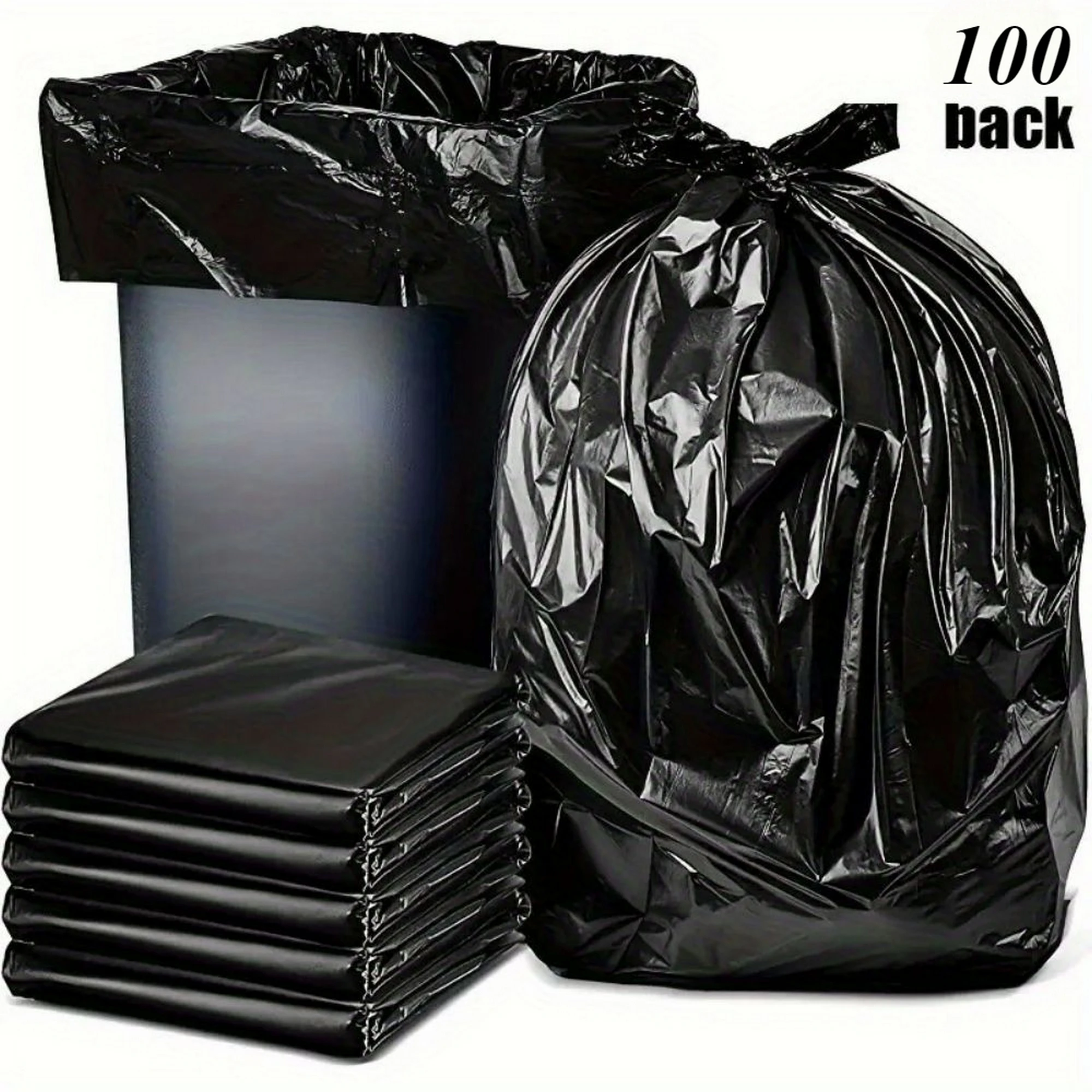 1.7mil 33 Gallon Trash Bags - Thick Heavy Duty Black Trash Bags for Yard, Lawn, Home and Business (100 Count) 32