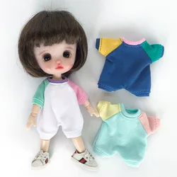 New Ob11 Bjd Doll Patchwork Color Clothes Jumpsuit Doll Pajamas For Nendoroids, Ob11,Obitsu 11,Molly,Gsc,1/12 Bjd Doll
