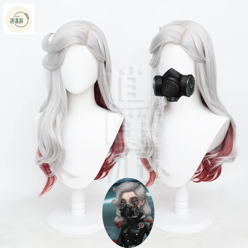 Wig Cosplay Game identitas V Ada Mesmer 75CM rambut sintetis tahan panas merah perak Wig Cosplay pesta Halloween