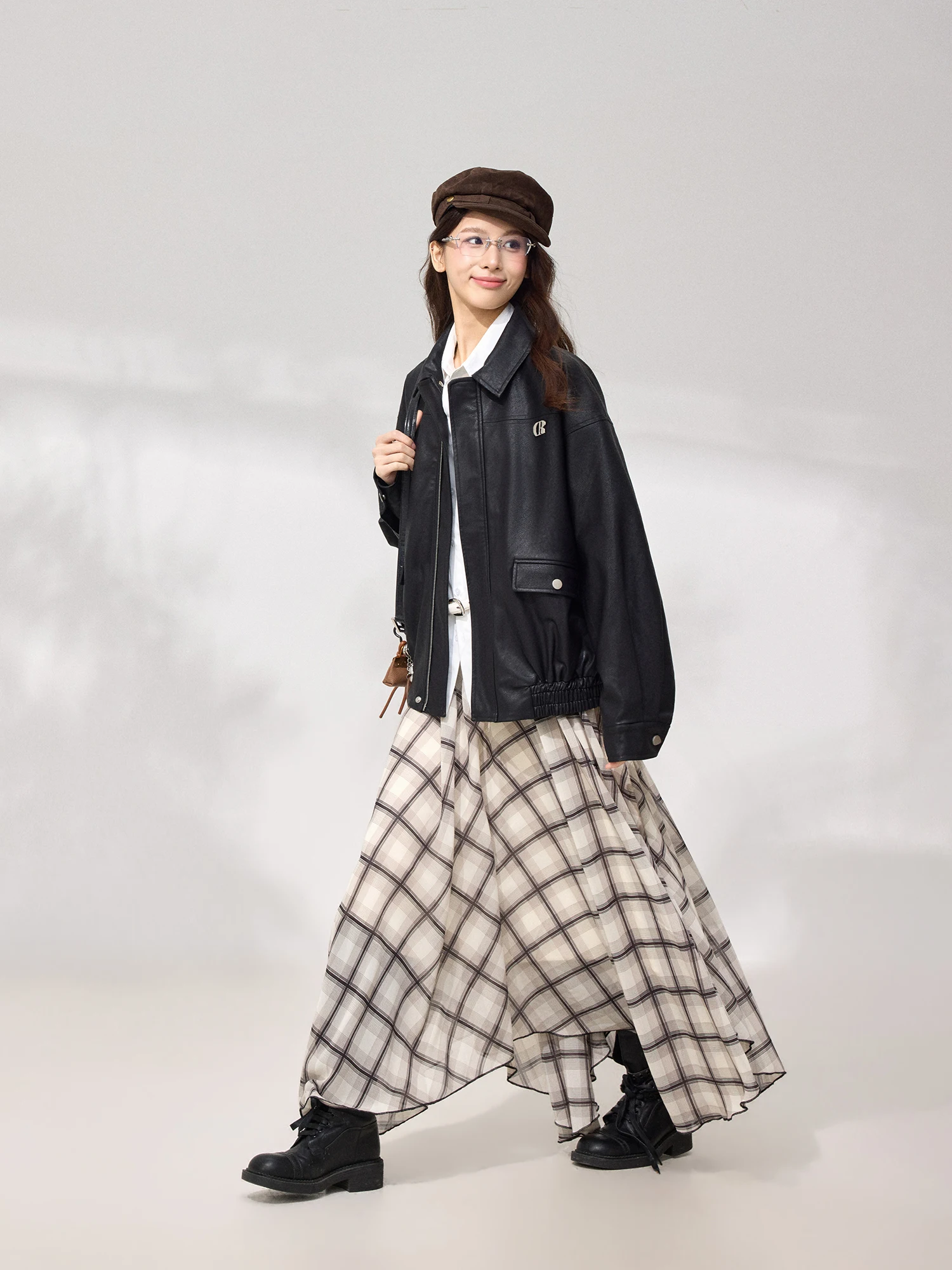 Ass Space Bla Leather Jaet Women's Spring High-End Feelings Motorcycle Jaet American Retro Outerwear Trendy