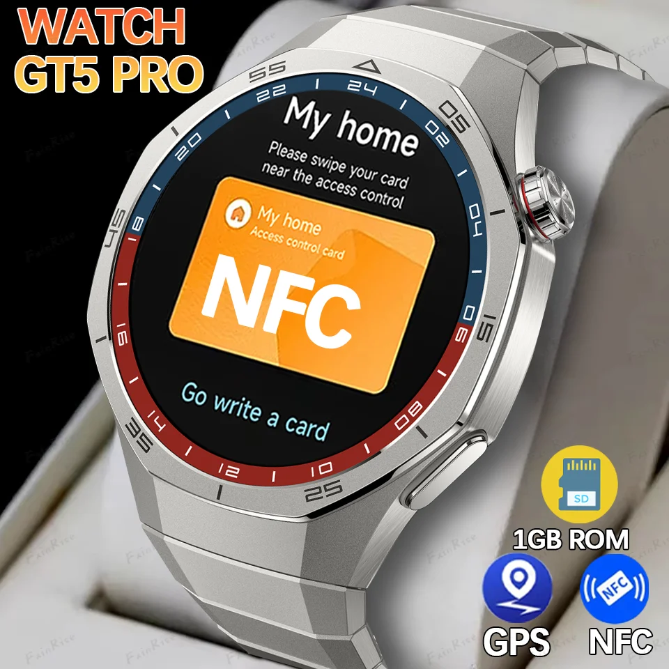 New GT5 PRO SmartWatch Men Watch GT4 Upgrade AMOLED HD Screen Bluetooth Call GPS Trajectory NFC Heart Rate For HUAWEI SmartWatch