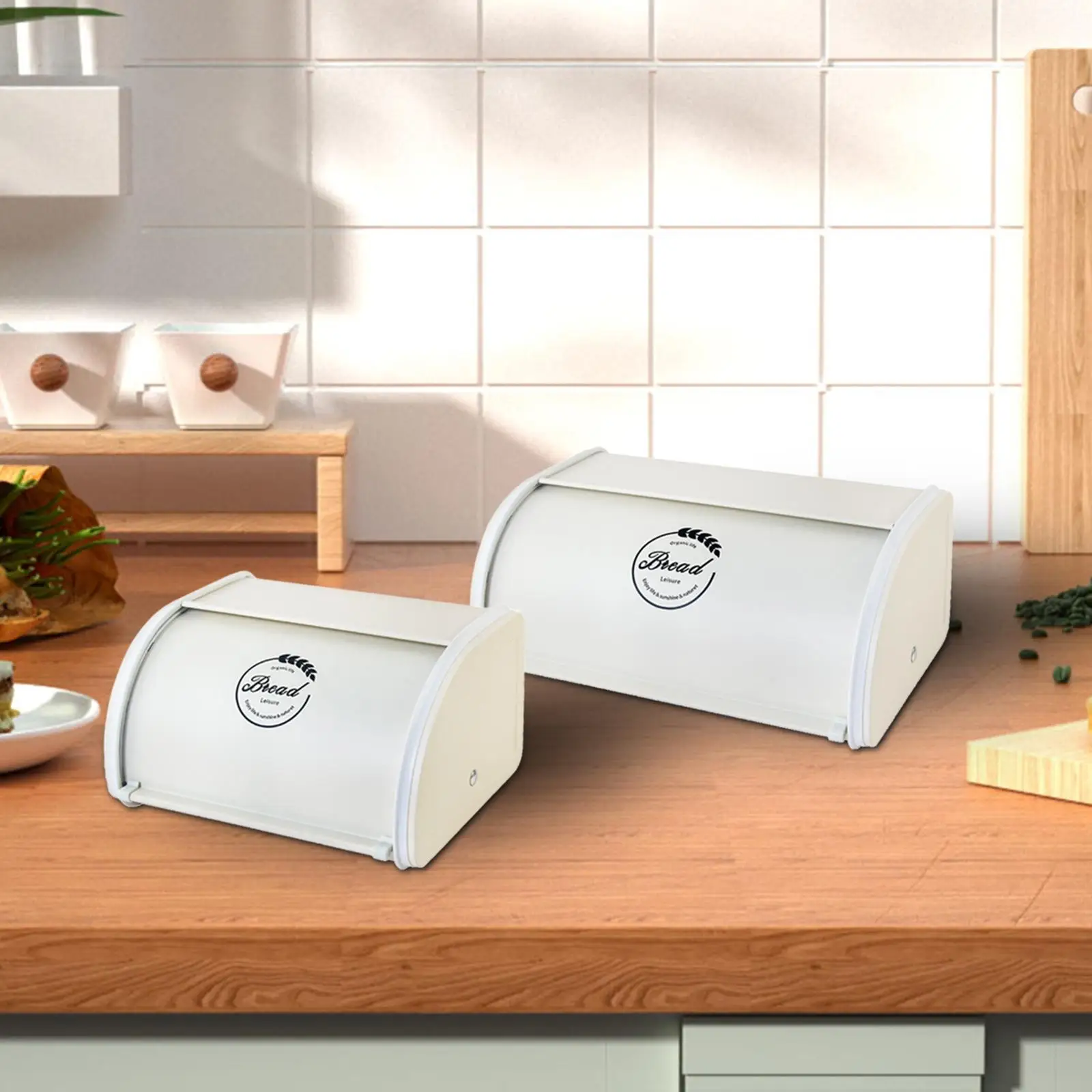 Bread Box Roll Top Portable Holder Countertop Keeper Bread Holder Farmhouse for Countertop Bakery Pantry Kitchen Counter Cafe