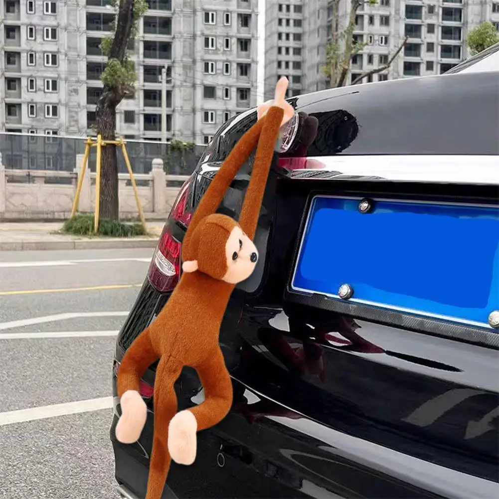 Vehicle Mounted Quick Release Monkey Doll Pendant Car Creative Accessory Decor Hanging Gibbon Toy Gift Rear T5D6