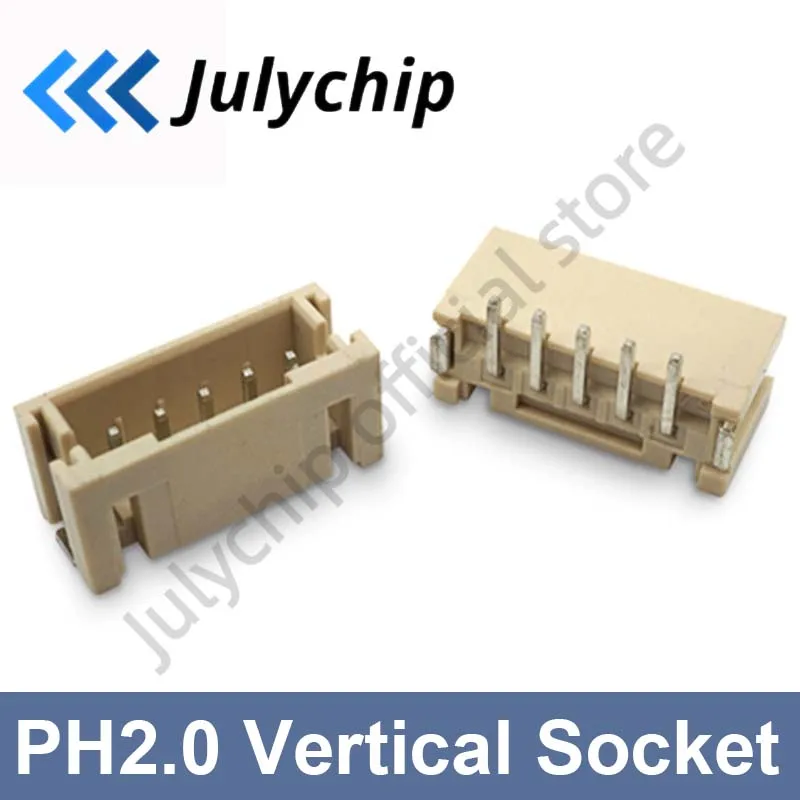 10pcs PH2.0 Vertical Chip 2P/3P/4P/5P/6P/7P-12P High Temperature SMT Socket Connectors