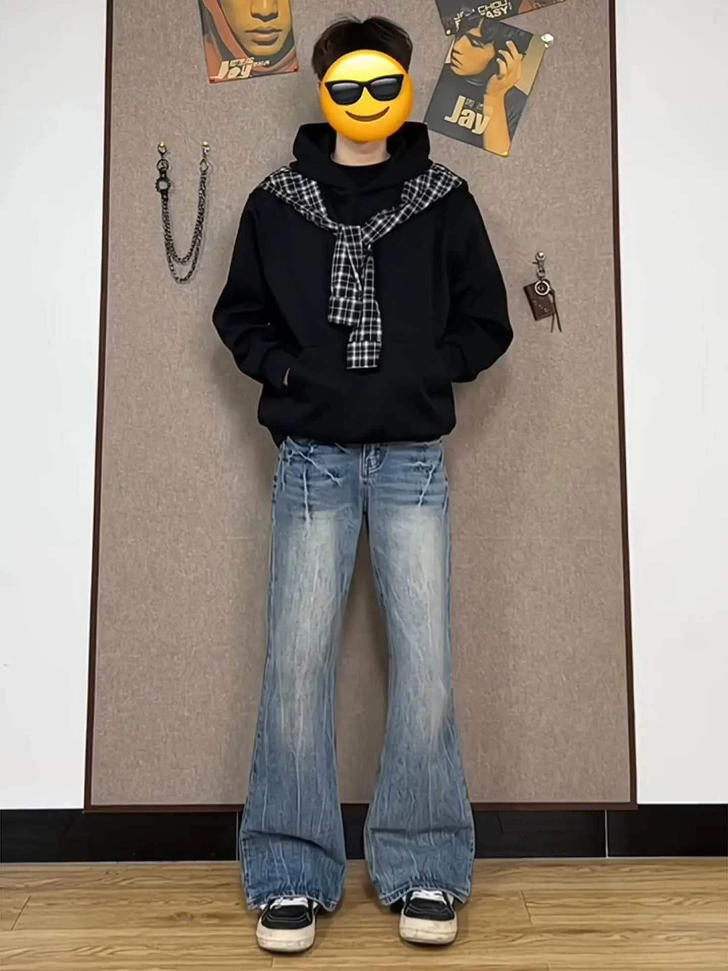 

Голубые мужские джинсы скинни Waed, осенние американские джинсы High Street Vibe с прямыми штанинами, джинсы со средней талией и застежкой-молнией