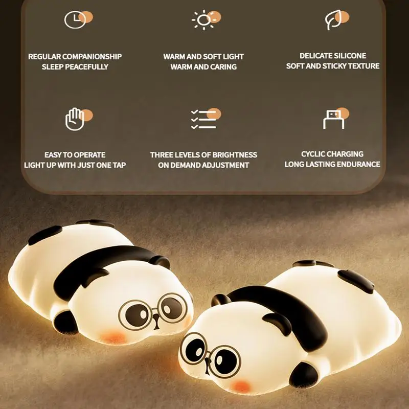Panda Touch Light LED Panda Night Light For Kids Sleep 3 Lighting Modes Touch Control Nursery LED Mood Lamp For Toddler Baby