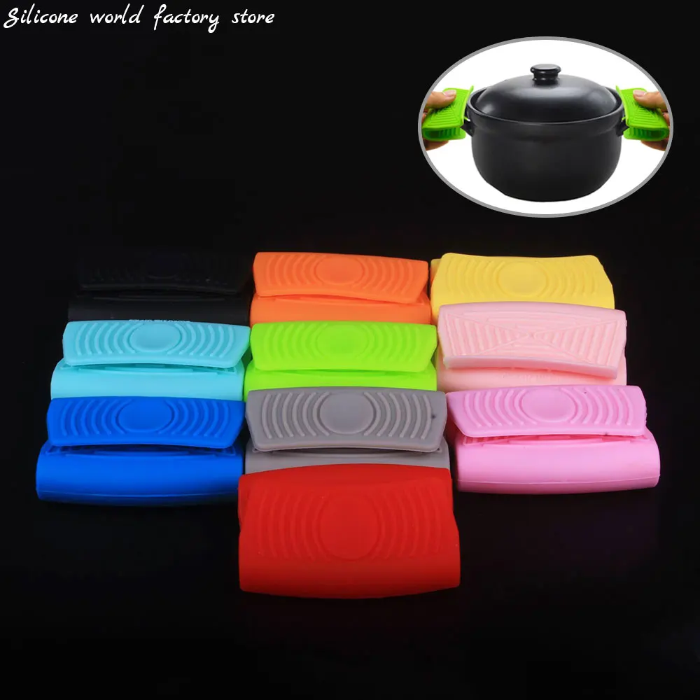 Silicone world Grip Silicone Pot Holder Sleeve Insulation Non Slip Pot Glove Anti-Scalding Pan Handle Cover Grip Kitchen Tools