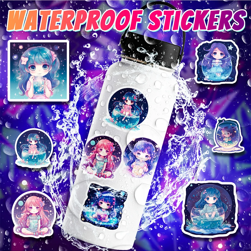 10/30/50pcs Moonlight Anime Girls Stickers Aesthetic Kawaii Cartoon Decals Decorative Diary Stationery Laptop Cute Sticker Toys