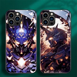 Super Armor Pattern Smart LED Light Glow Tempered Glass Phone Case For Samsung S24 S23 S22 S21 S20 FE Note20 Plus Ultra A54 A14