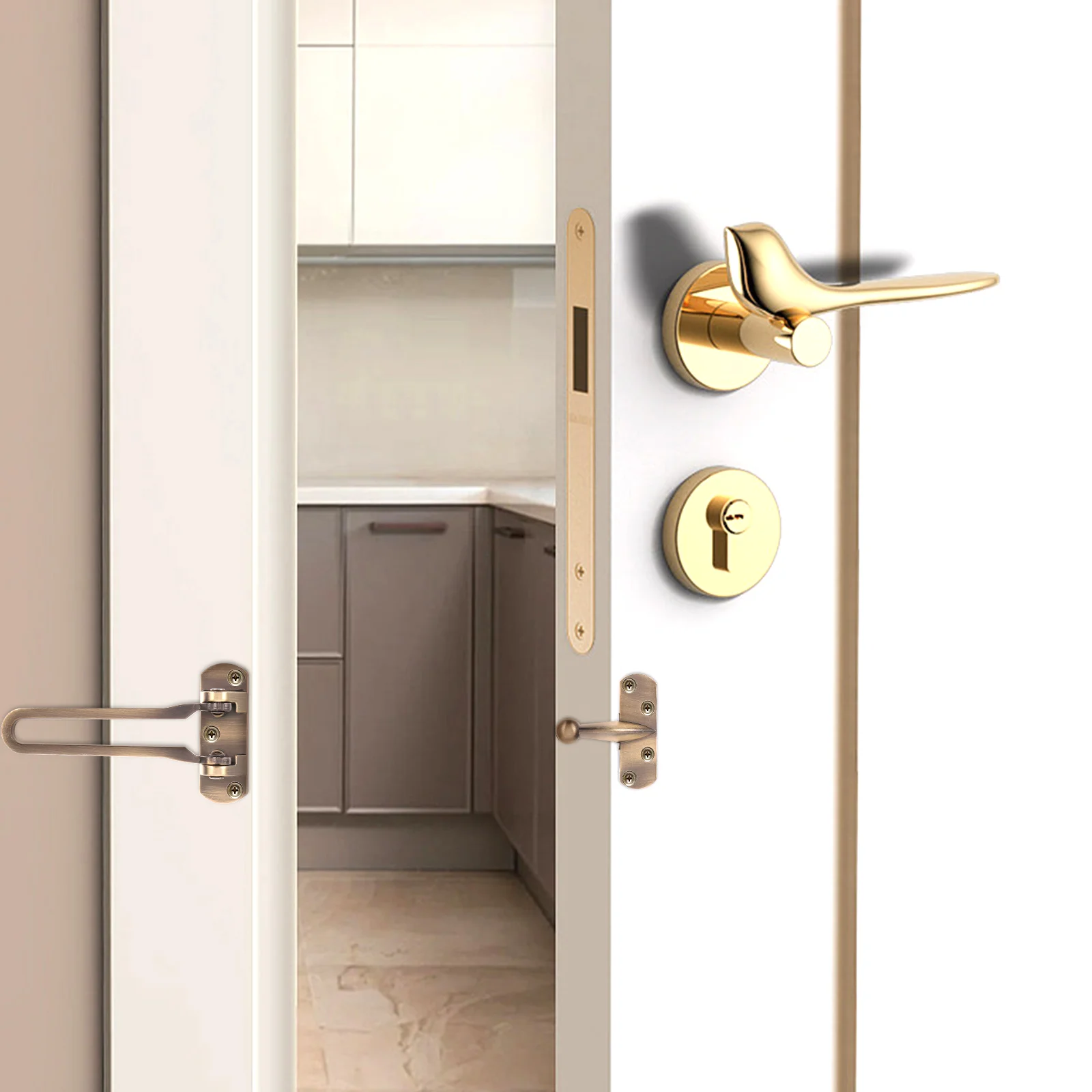 

Security Lock ReinforcementLatch Inside Door Hotel Home Zinc Alloy Vintage Easy Install Anti Theft Durability Not Rust Sturdy