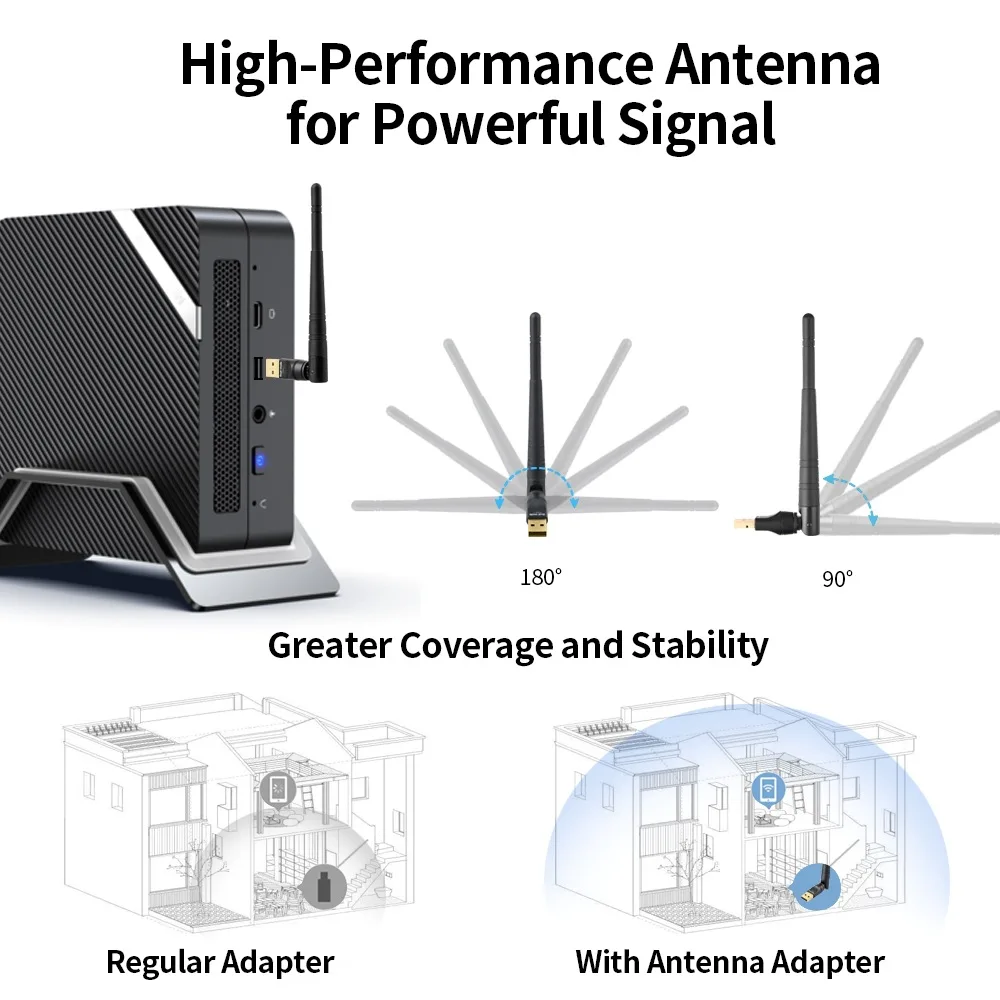 Adattatore Bluetooth 6.0 da 200M USB Bluetooth 5.4 Dongle Driver gratuito per Windows 11/10/8.1 Mouse Tastiera Ricevitore audio Trasmettitore