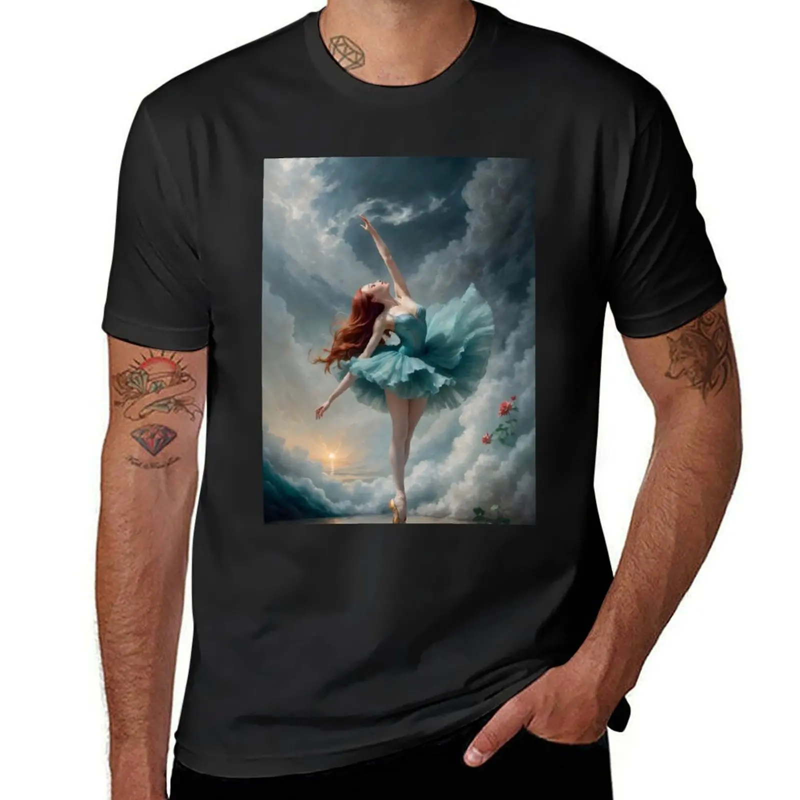 Dance Among the Clouds T-Shirt korean fashion sports fans boys animal print summer top designer t shirt men