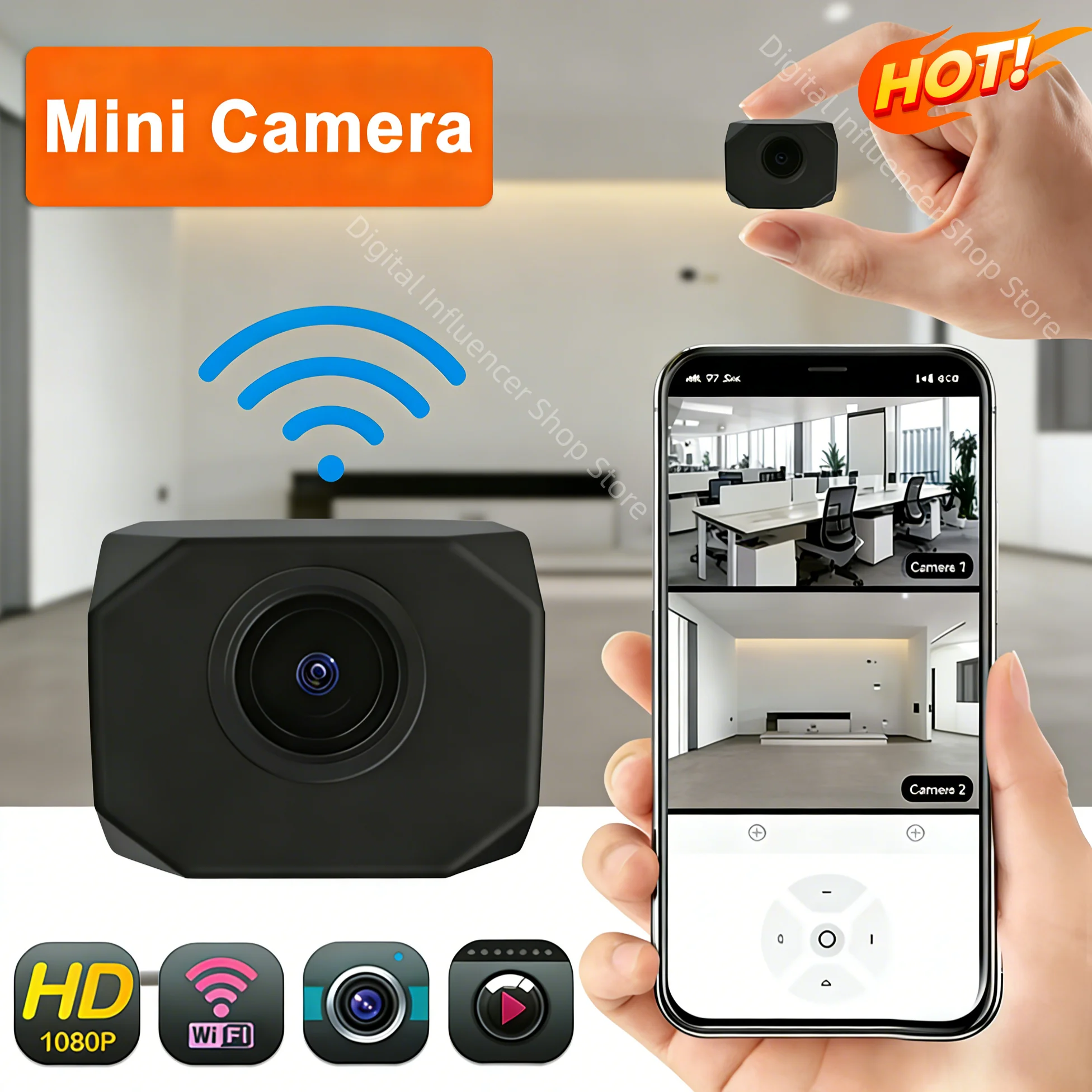New 4K HD WiFi Security Camera Night Vision Home Mini Smart Indoor IP Surveillance APP Remote Monitoring Portable Design