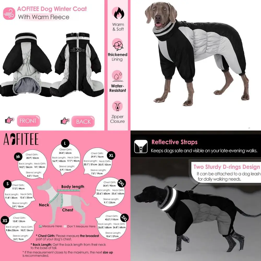 

Теплая зимняя куртка для собак со светоотражающими элементами, флисовая, на все тело, для мелких и крупных питомцев