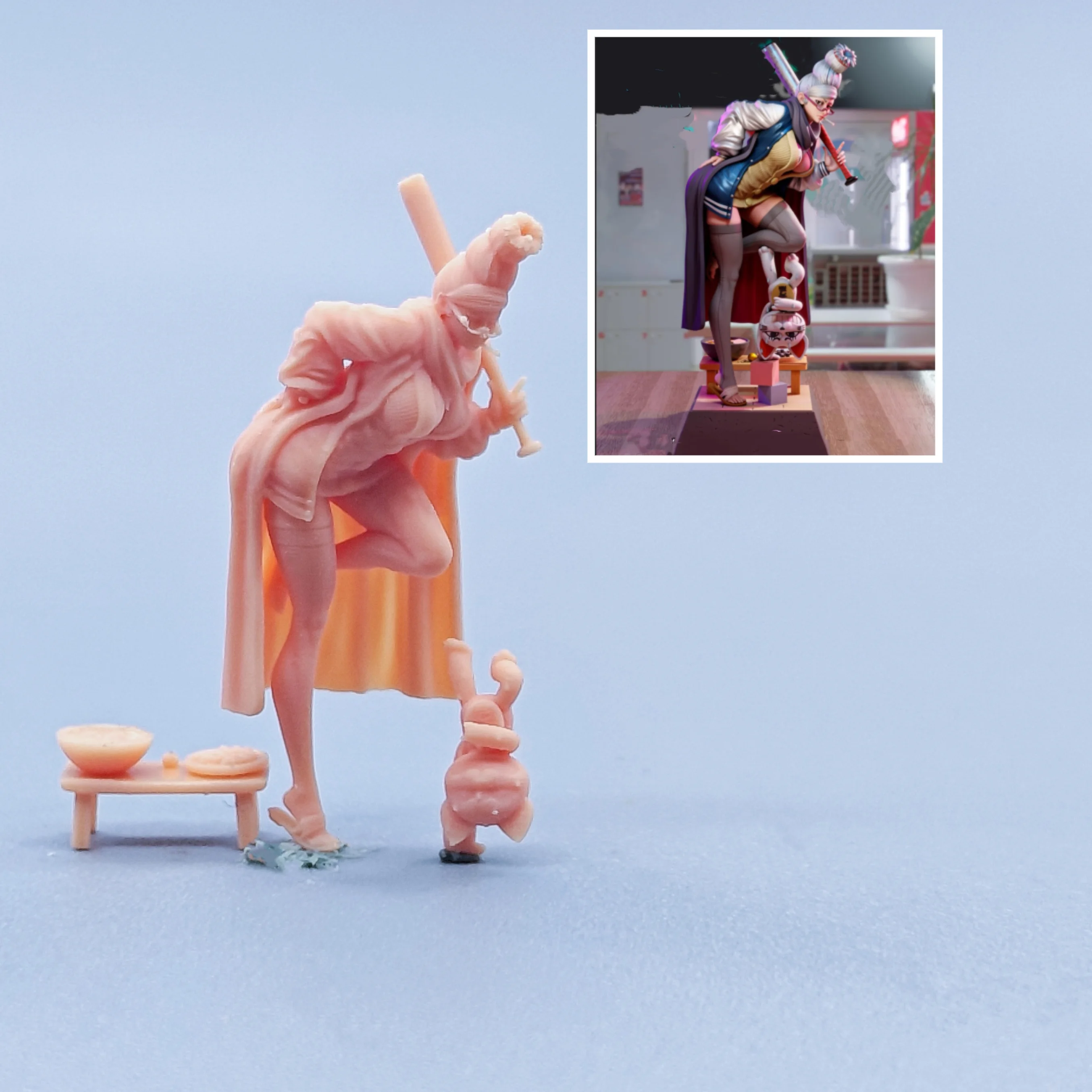 1/64 Figuren Maßstab Modell Harz Ayase Xingzi Unterstützt Boden mit einem Fuß Ungefärbte Miniaturen Diorama Handbemalt C401