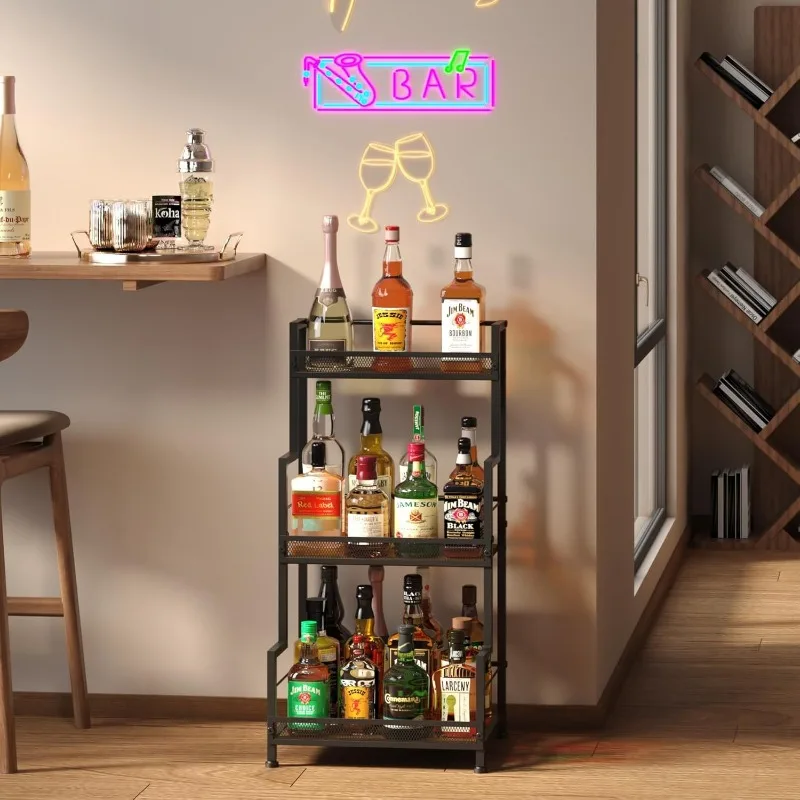 

Three-tier wine bottle display Family bar Mini wine cabinet Ladder wine rack Independent storage rack