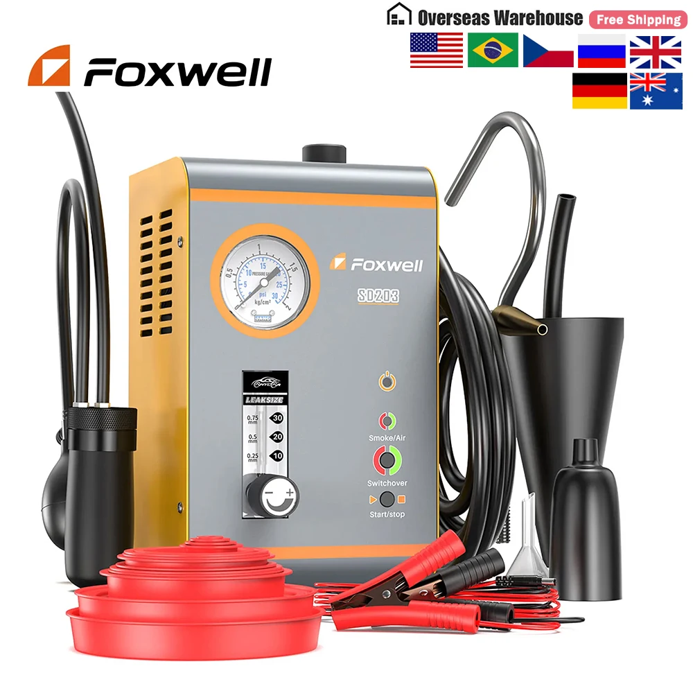 

FOXWELL SD203 Car Smoke Leak Detector With Air Pump 12V EVAP Diagnostic Tool Vacuum Tester Fuel Pipe Leakage Locator Diagnostic