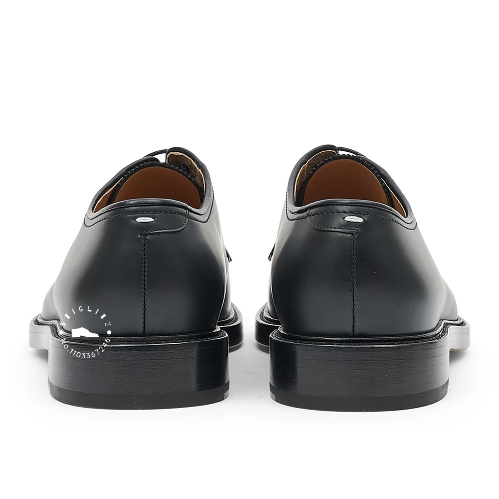 Chaussures provoqué à lacets en cuir noir Tabi pour hommes, chaussures Derby, élégantes, faites à la main, document personnalisé, style de créateur, nouveauté, mariage