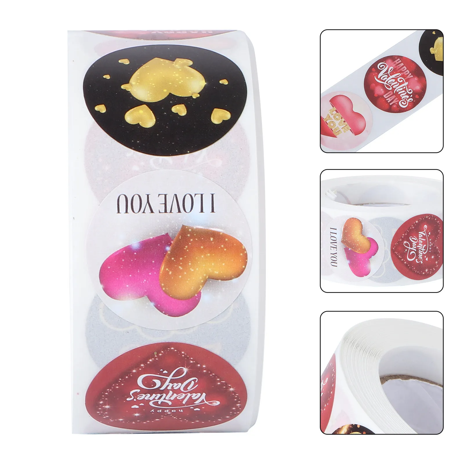 

2 Rolls Valentine's Day Stickers Decorative Label Sealing Stickers for Gift Boxes Envelopes Bouquets Party Decor Festive