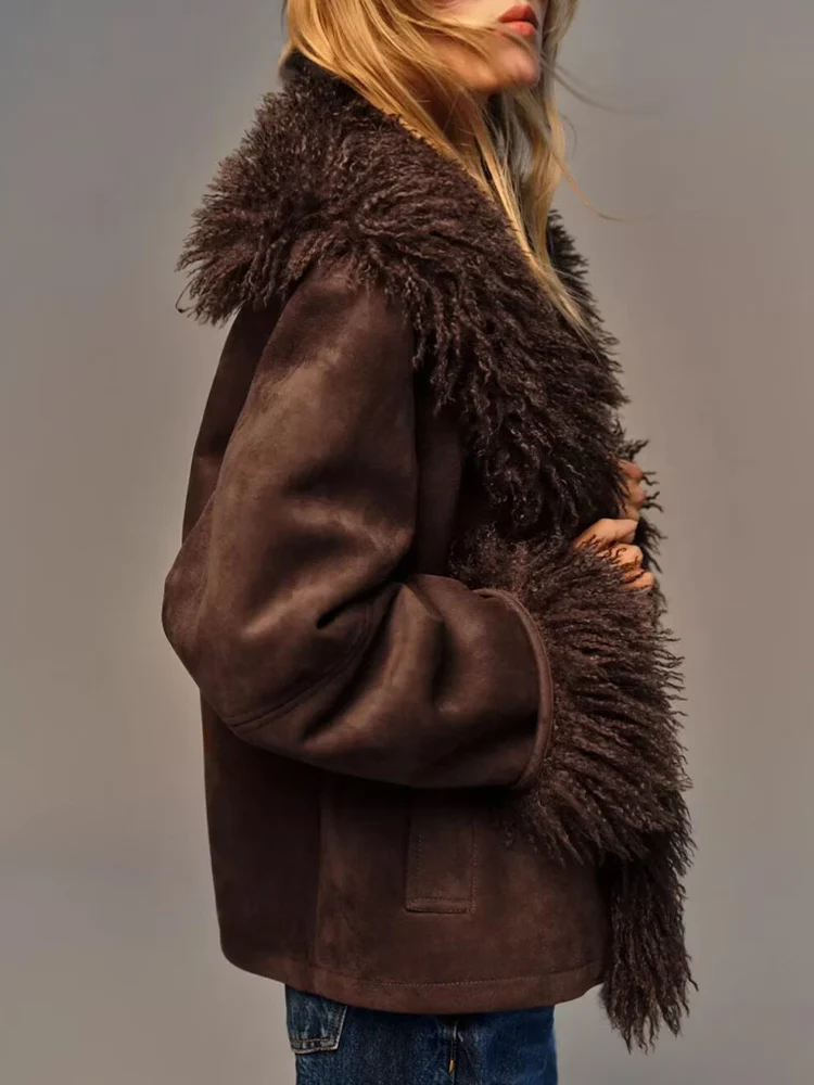 European and American style 2025 autumn new arrivals women's clothing fashionable double-sided faux fur effect jacket