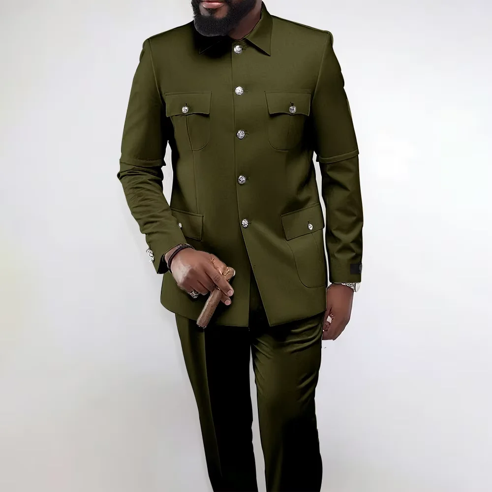 Sky Blue Single Breasted Men Suit Two Pieces(Jacket+Pants) Outfits Chic Casual Party Prom Wedding Set