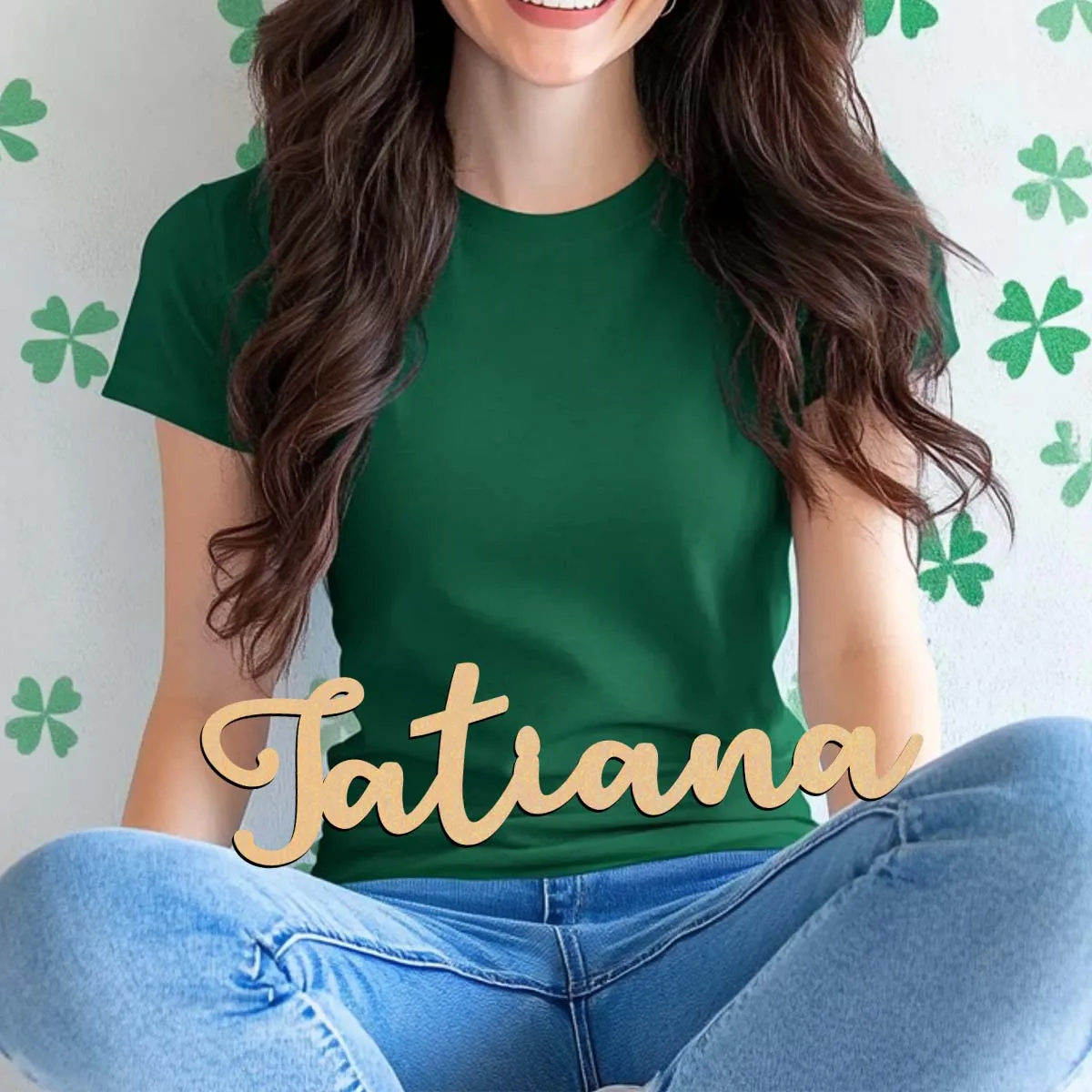 1 Stück Cartoon Jatiana Beispiel personalisierter Text lasergeschnittenes Schild Holzschild Holztafel Weihnachtsdekorationen