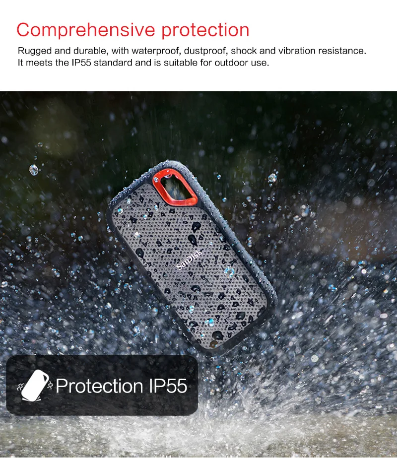 Sandisk 1TB 2TB SSD E30 External Solid State Disk Hard Drive Premium Read Speed Up To 520MB/s Shock-Resistant For Laptop PC