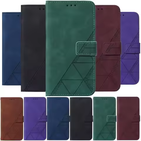 Geometric Leather Flip Wallet Case For Tecno Camon 30 Spark Go 1 30C 20C 20 Pro Pova 6 5 Neo 3 POP 9 Book Cover Card Holder