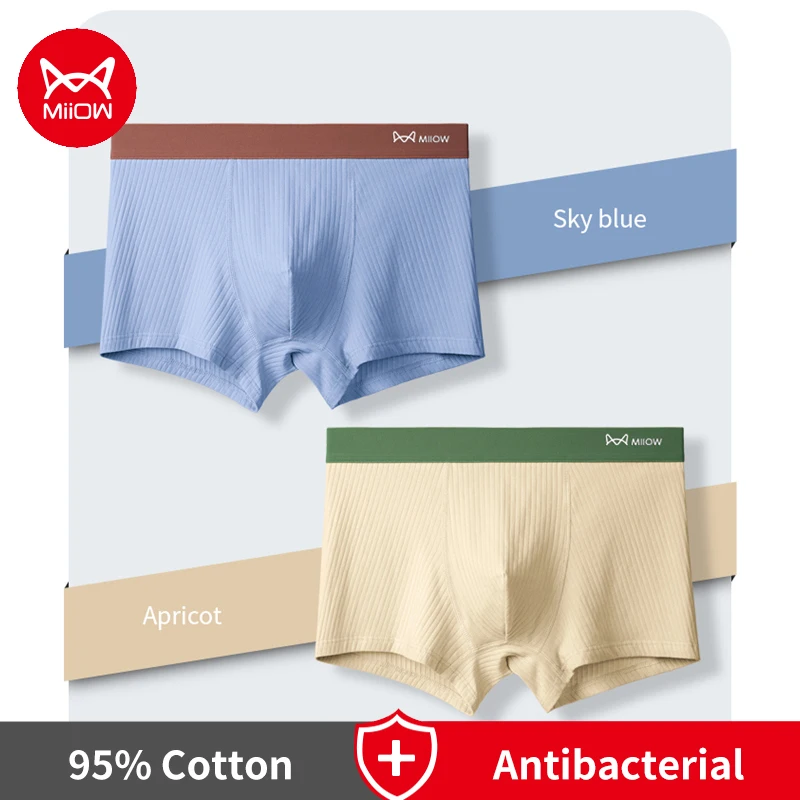 MiiOW 3Pcs/Lot Men Panties Cotton Boxershorts Man Underwear Mens Boxers Breathable Antibacterial Crotch Men's Underpants Trunks