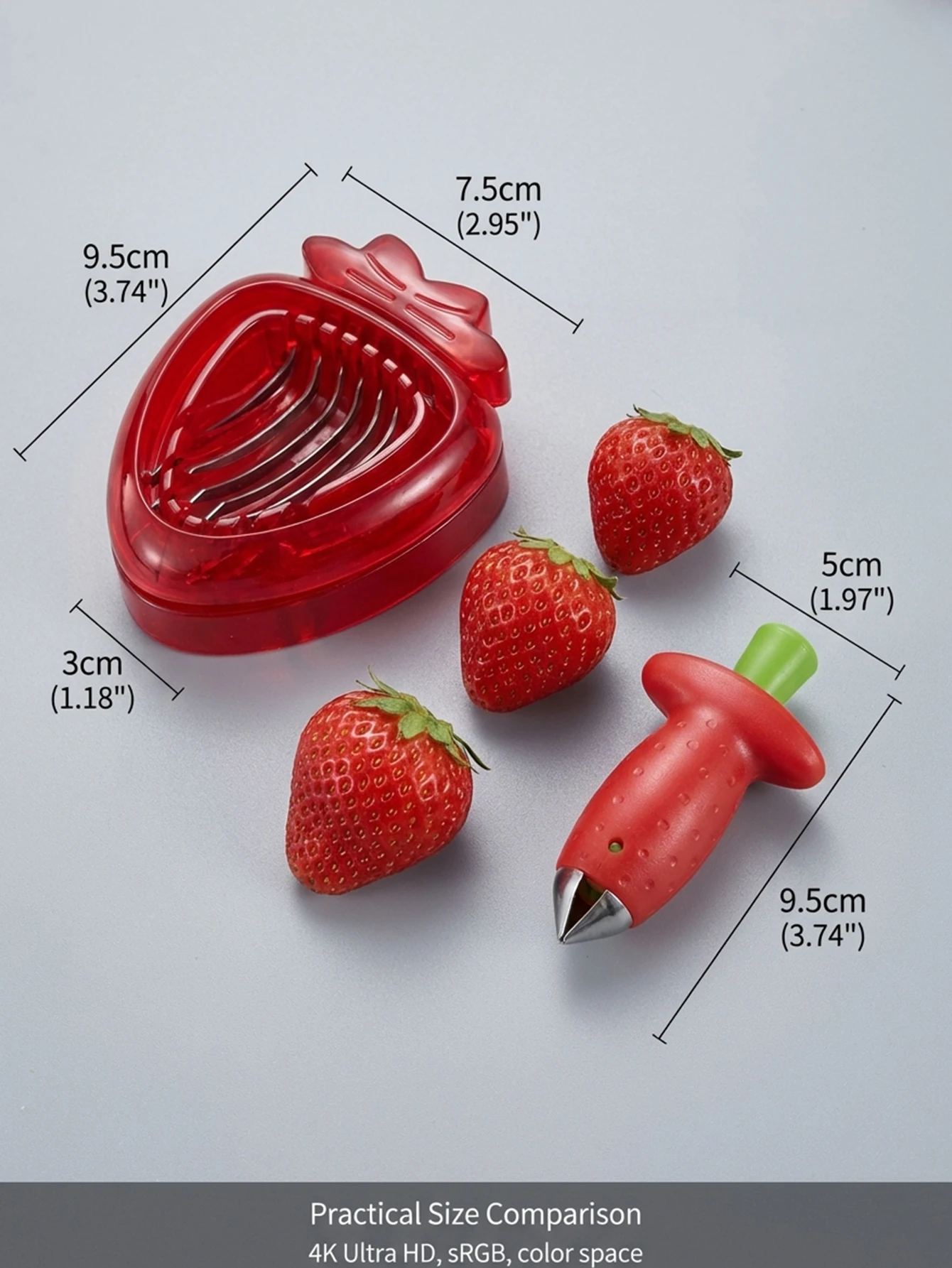 Strawberry Huller Stem Remover and Strawberry Slicer Set,Potatoes Pineapples Carrots Tomato Corer Slicer Cherry Pitter,Fruit Pic view 5