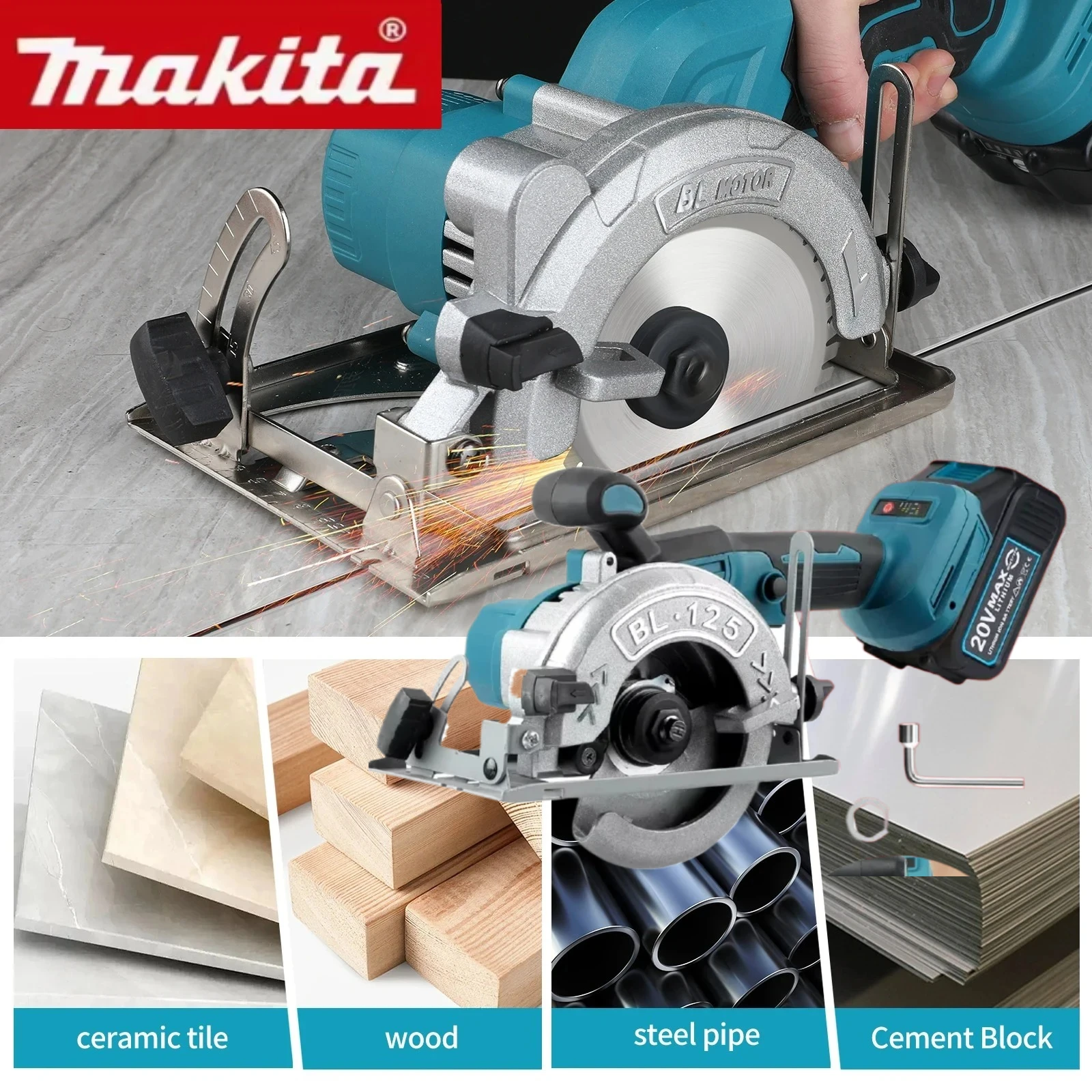 

Makita 5Inch For 18V 20V Battery Brushless Electric Circular Saw Cordless Handheld Multifunctional Wood Metal Cutter Power Tool
