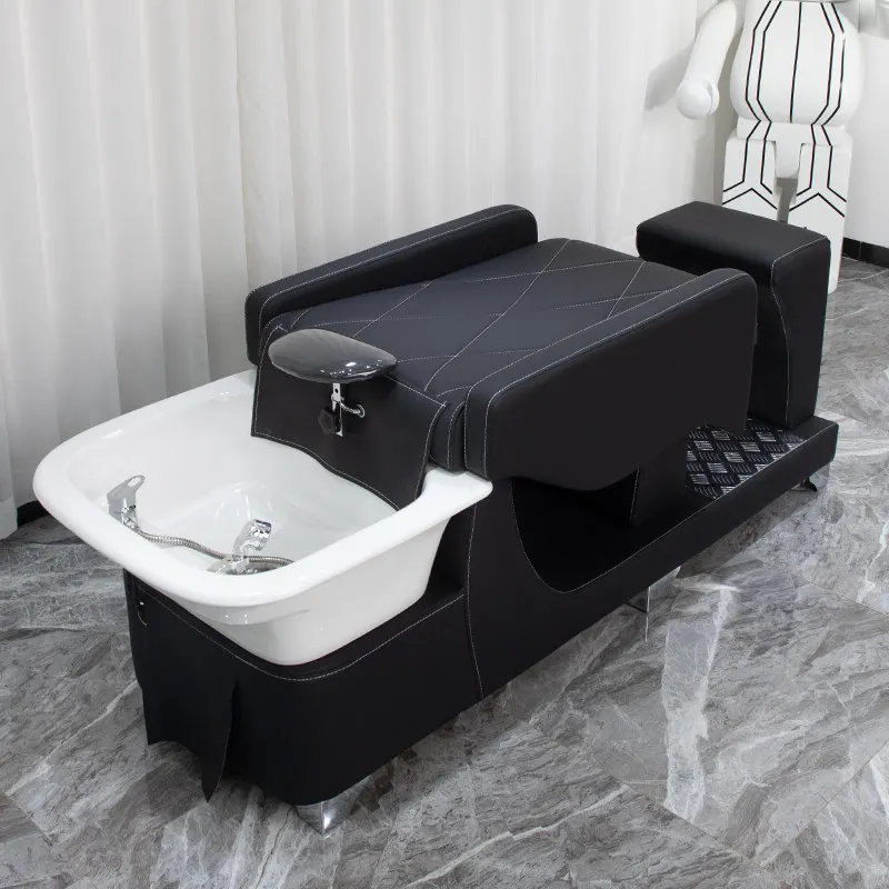 Hairdresser shampoo bed, hair salon special flush bed, barbershop thai full lying ceramic basin half lying factory direct sales