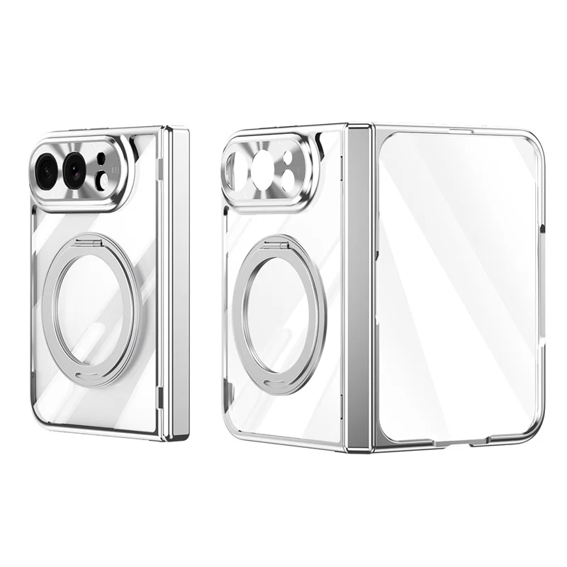 Transparent Magnetic Rotating Stand Holder For Magsafe Case For iPhone Ultra Magnetic Center Shaft Protect Glass ShockproofCover