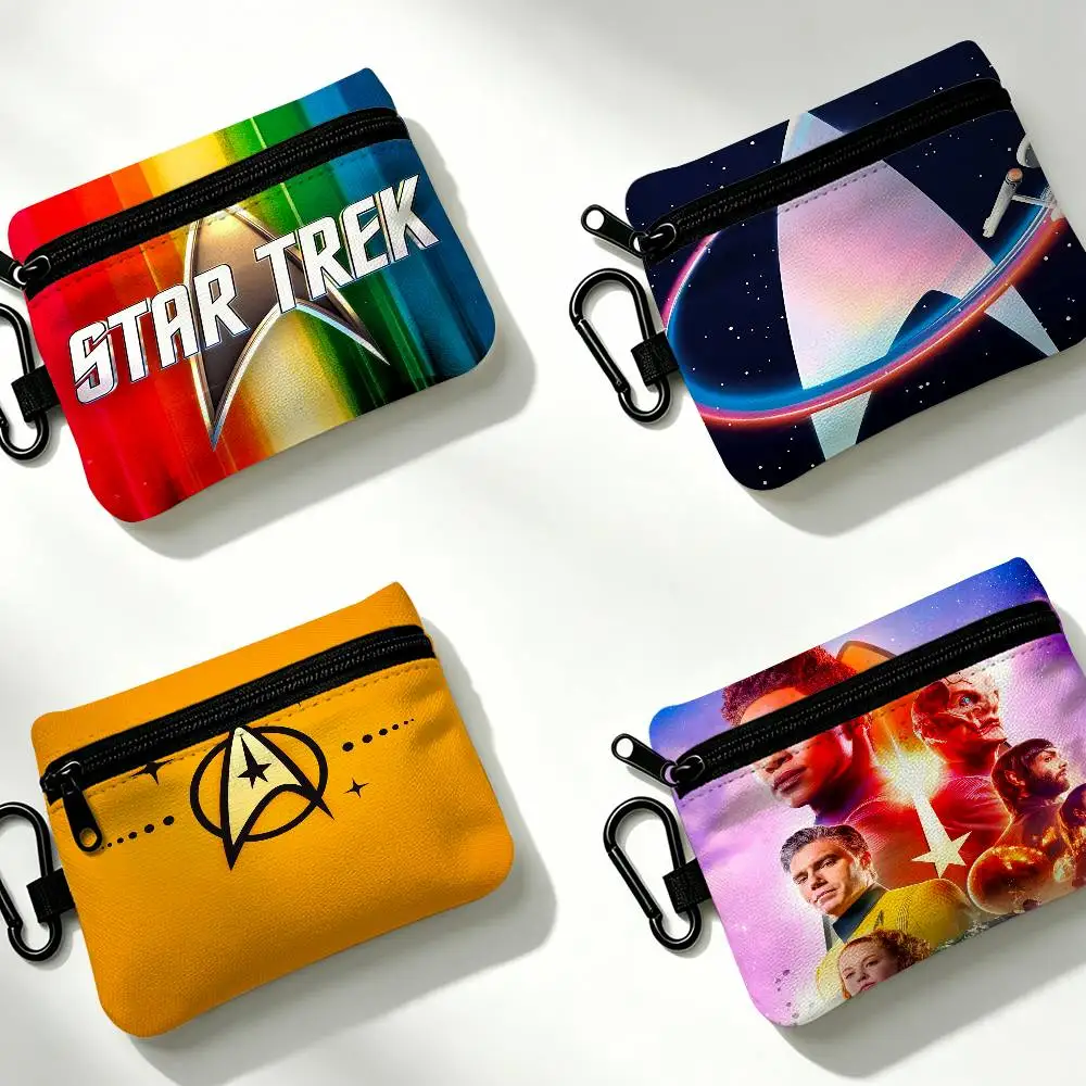 TV S-Star T-Trek Portable Oxford Cloth Coin Purse Alloy Carabiner Hook Small Zipper Pouch For Backpack Belt Daily