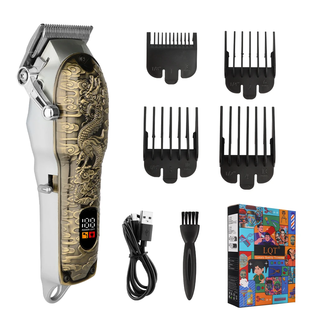 LQT Men's Hair clipper - Rechargeable hair trimmer with LED display, cordless hair trimmer for home and barber