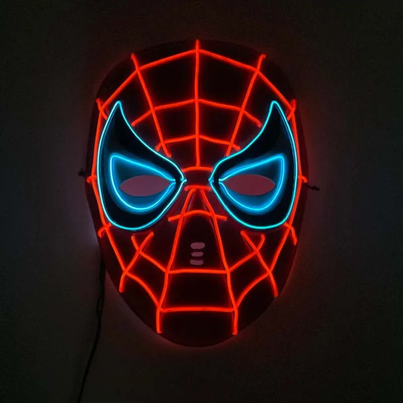شخصيات الرسوم المتحركة المنتقمون ضوء بارد LED قناع مضيئة الرجل الحديدي سبايدرمان الهيكل كابتن أمريكا خارقة تأثيري لعب الأطفال #4