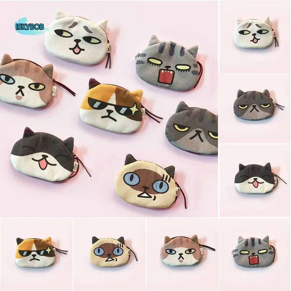 لطيف القط التعبير عملة المحفظة لطيف نمط الكرتون تصميم القط سماعة أكياس البند الصغيرة حقيبة السفر #1