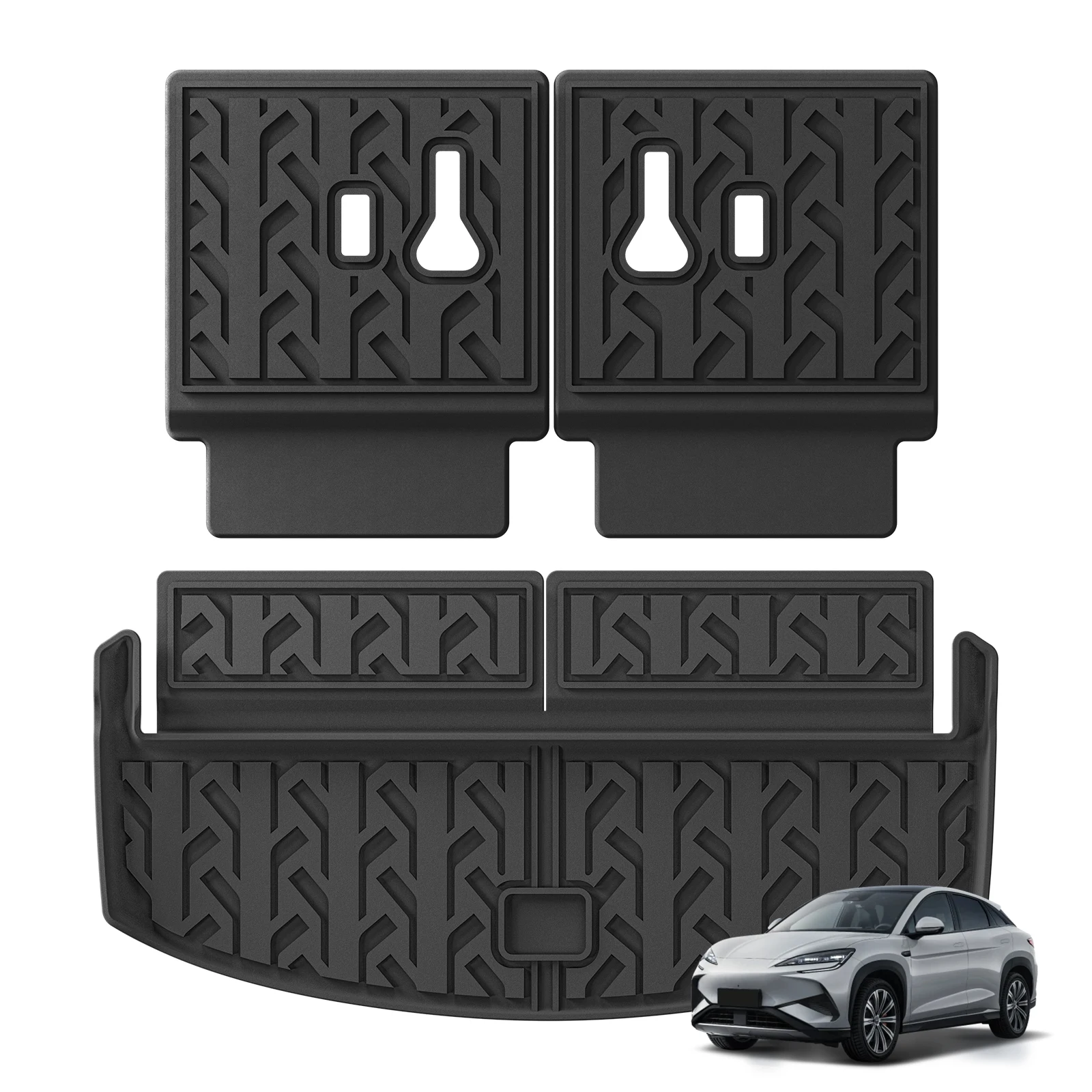 for BYD Atto 8/Sealion 8 2025 2026 (7seat) Car Cargo Liner Trunk Backrest Pad TPE 3D Waterproof All Weather Accessories BLACK