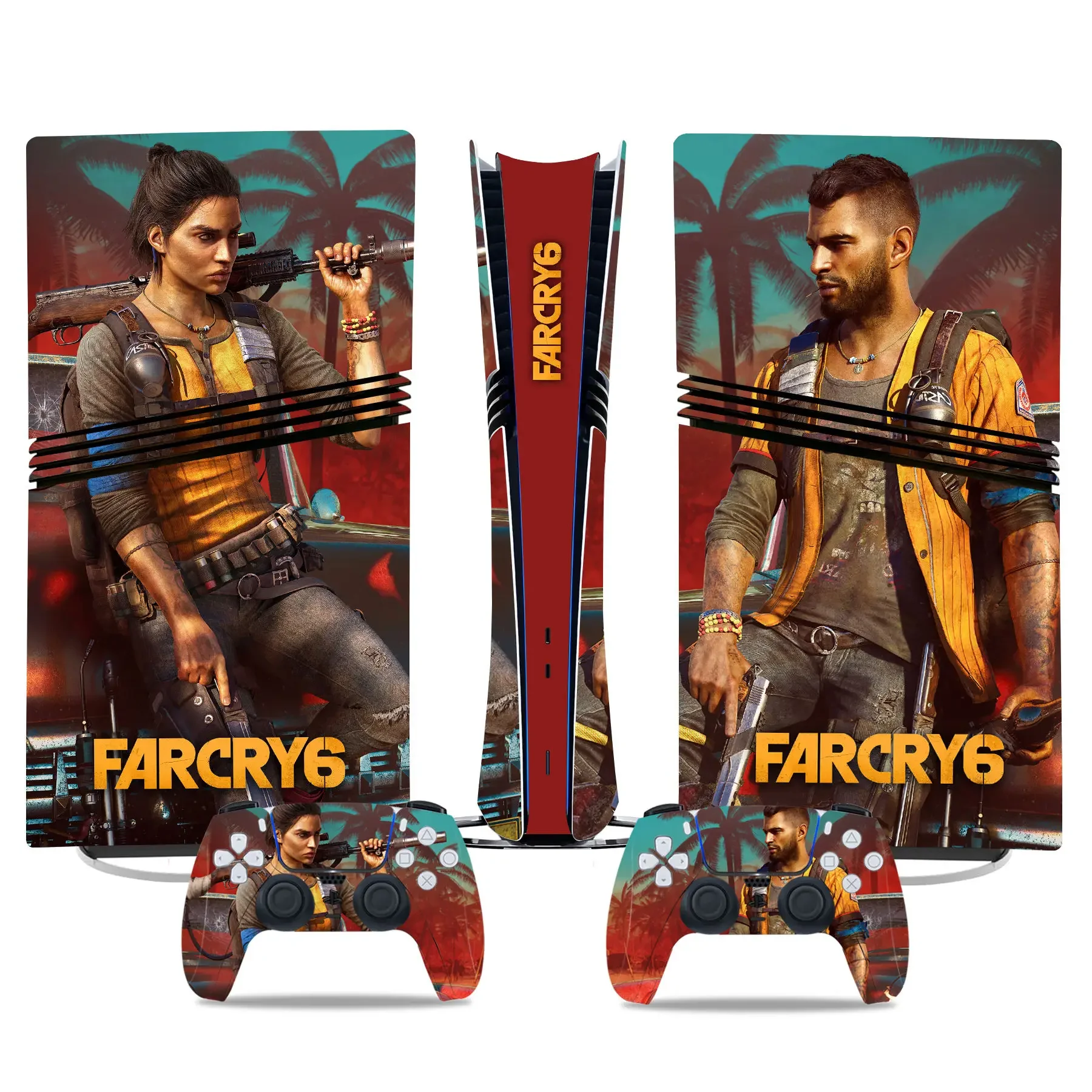 Farcry 6 P5 PS5 Pro القرص الجلد ملصق حامي غطاء لاصق لامع وحدة التحكم PS5 برو الرقمية الجلد ملصق الفينيل