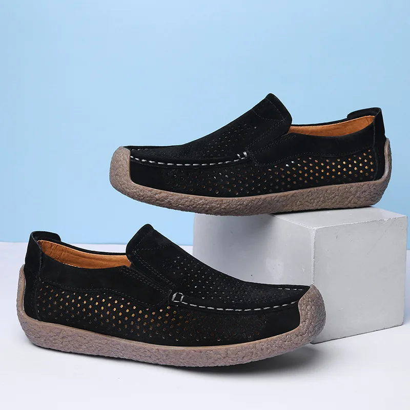 

Men Loafers High-quality Slip in Casual Shoes Leather Thick Soled Casual Shoe Walking Summer Social Shoe Male Work Office Wear