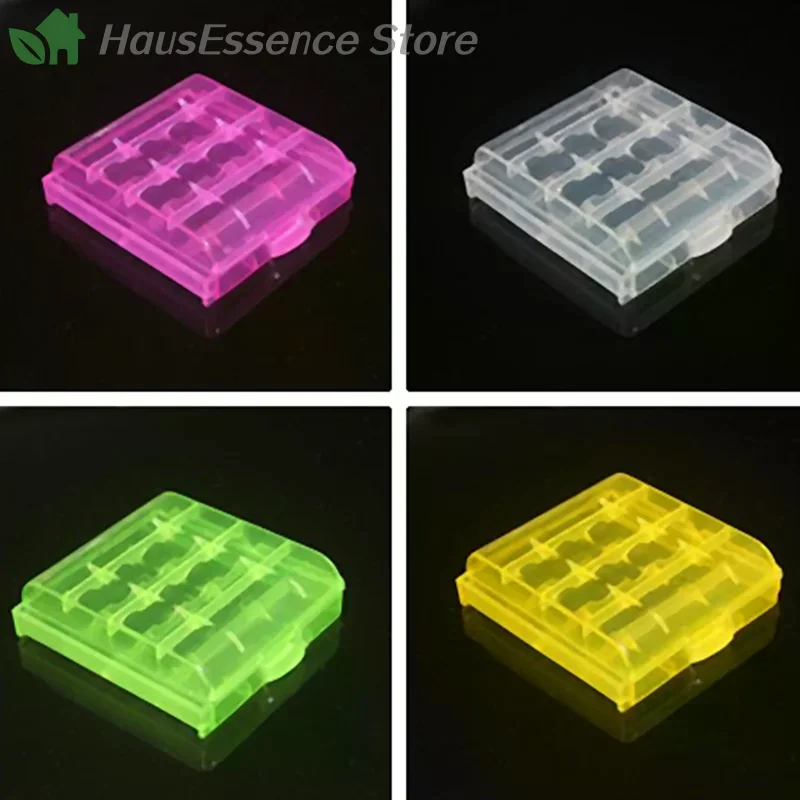 ※Multicolour PP Plastic Battery Holder Case 4 AA AAA Hard Plastic Storage Box Cover Plastic High Quality High Quality